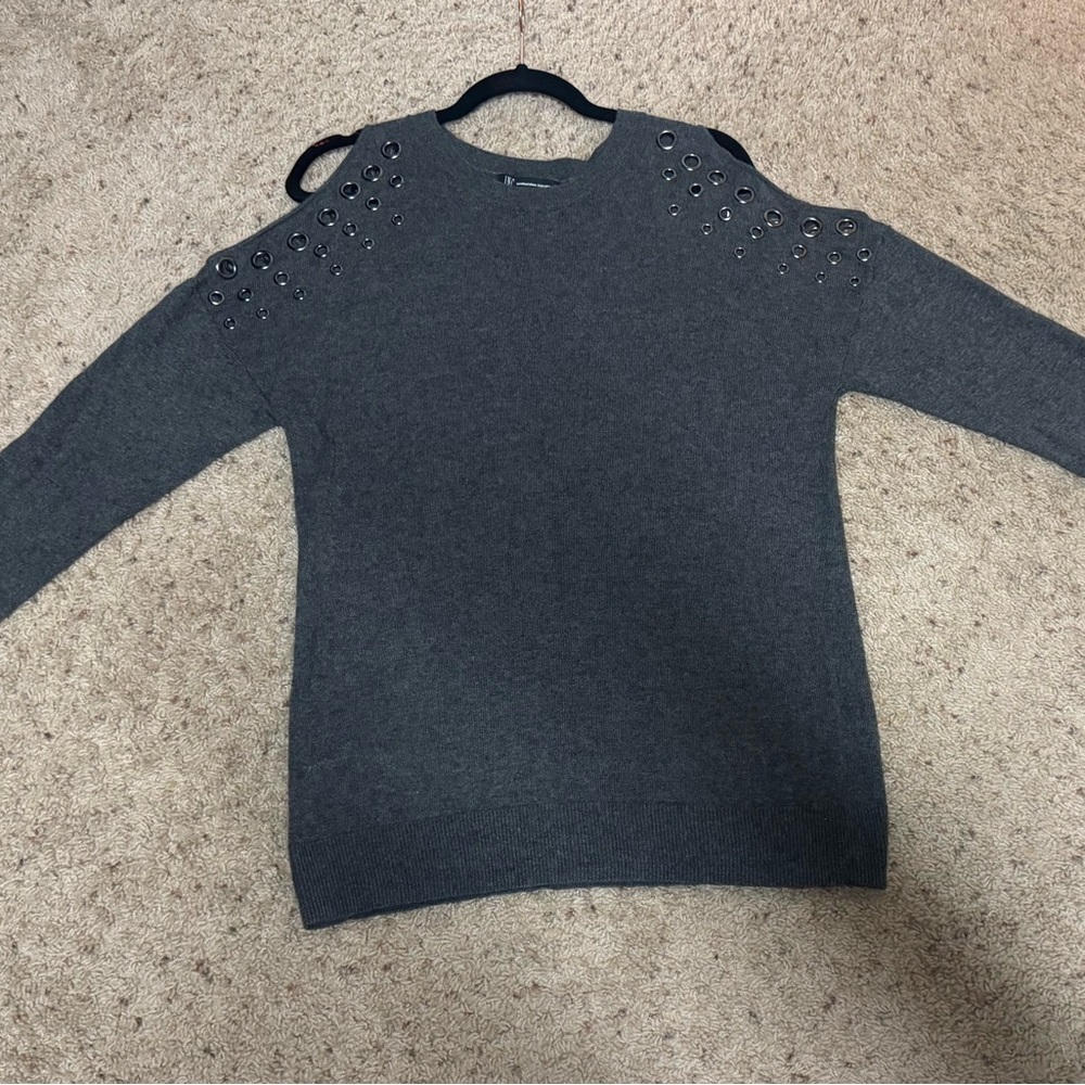 INC International Concepts Charcoal Off-the-Shoulder Sweater
